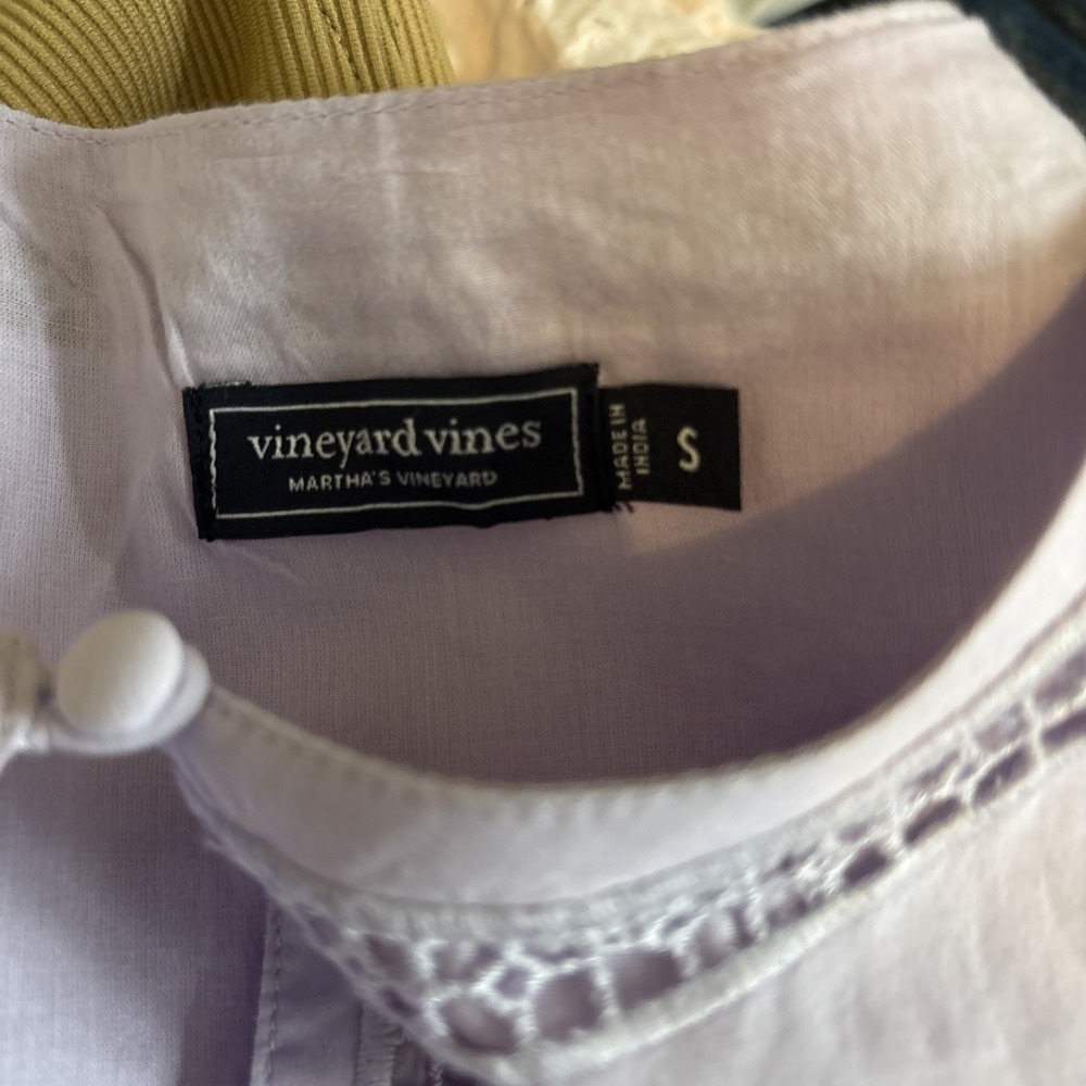 Vineyard Vines Open Stitch Inset Long Sleeve Dress Lavender Small Cottagecore - Picture 8 of 9